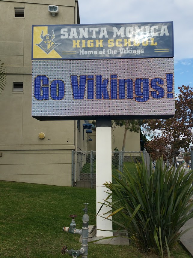 LED Signage for Santa Monica High School that says “Go Vikings!”